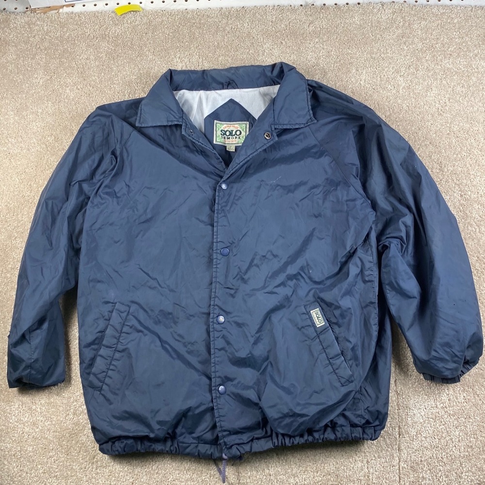Solo Semore Active Wear Mens Navy Blue Nylon Coaches Jacket Size Small RN 89882